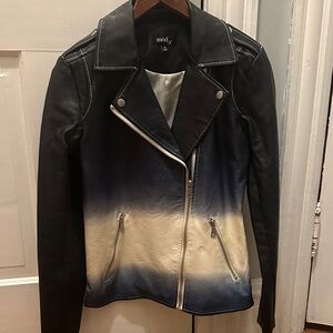 Black and Cream Ombre Leather Jacket